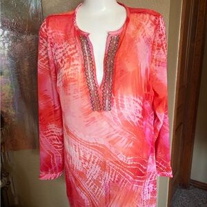 Women's Chico’s Pink and Orange Tunic Top